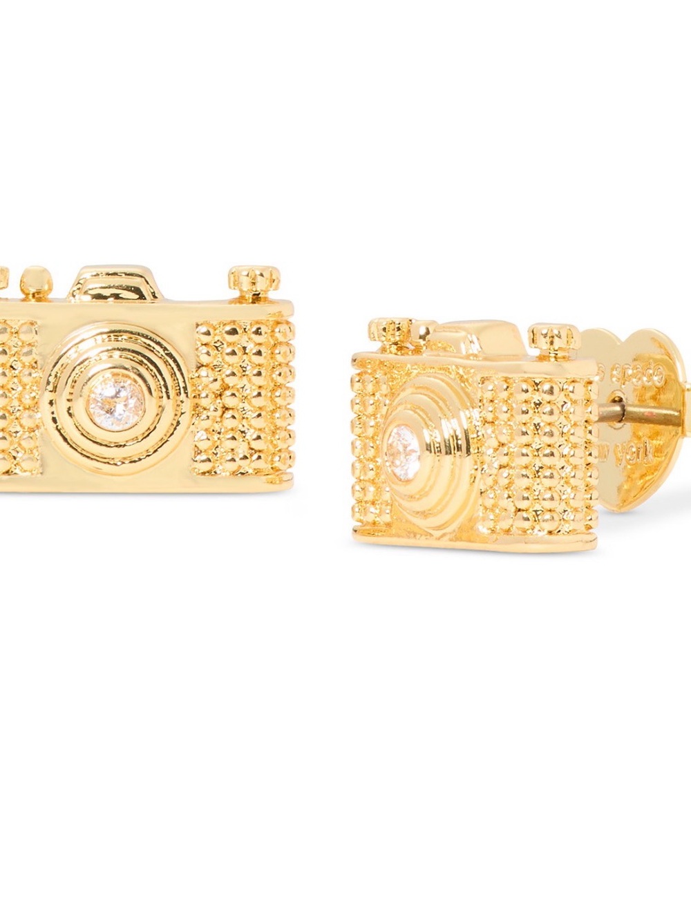 NWT Kate Spade Gold Camera Stud Earrings